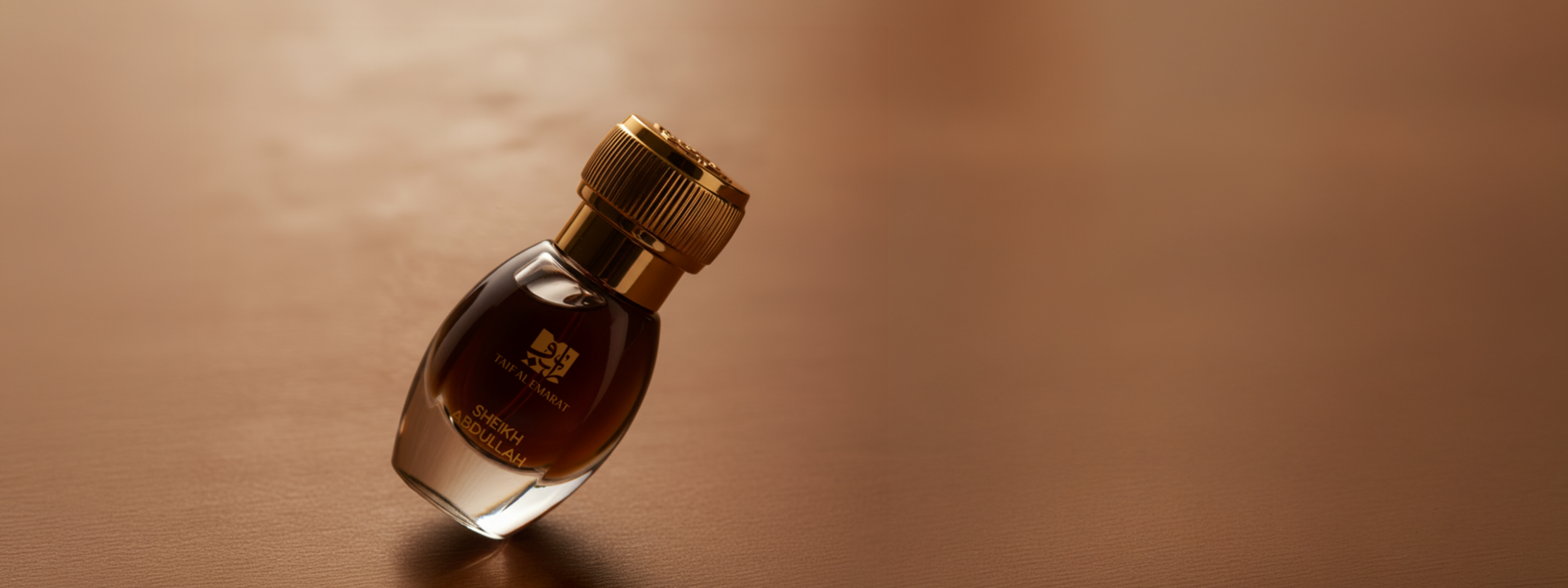 Sheikh Abdullah Aged Oud Oil Bottle in Warm Elegant Light